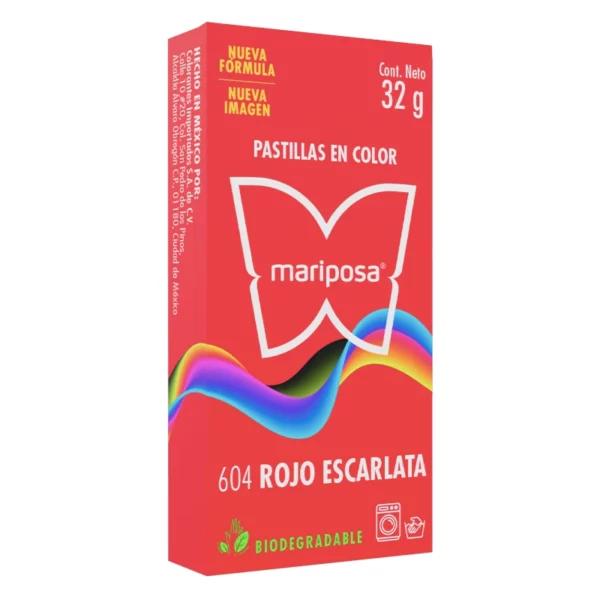 Colorante Para Ropa Pastilla Mariposa Rojo Escarlata 604