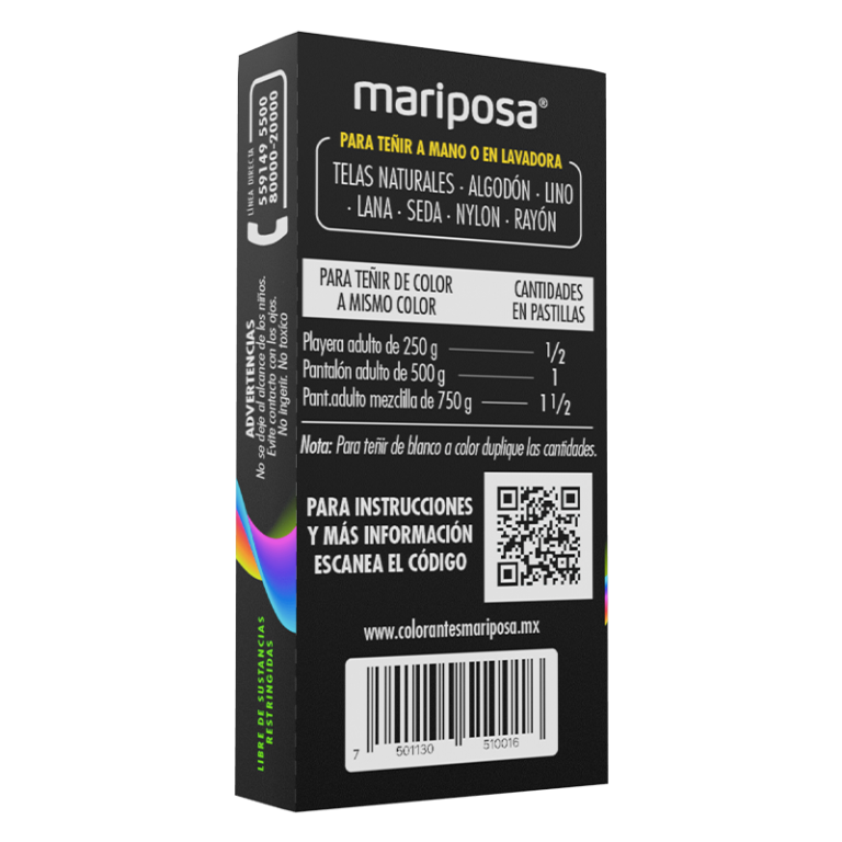 Colorante Para Ropa Pastilla Mariposa Negro Mariposa