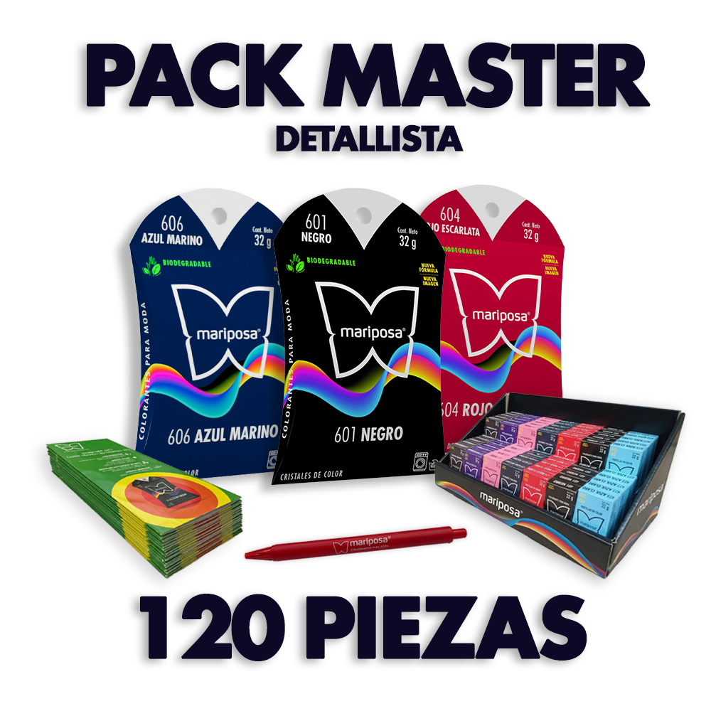 Paquete Master Colorante Mariposa 120 piezas